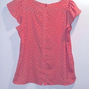LOFT Floral Button-back Flutter Sleeve Top. Petite small